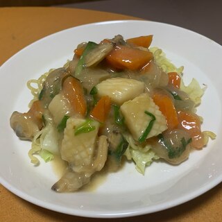 野菜たっぷり！海鮮焼きそば(^ ^)